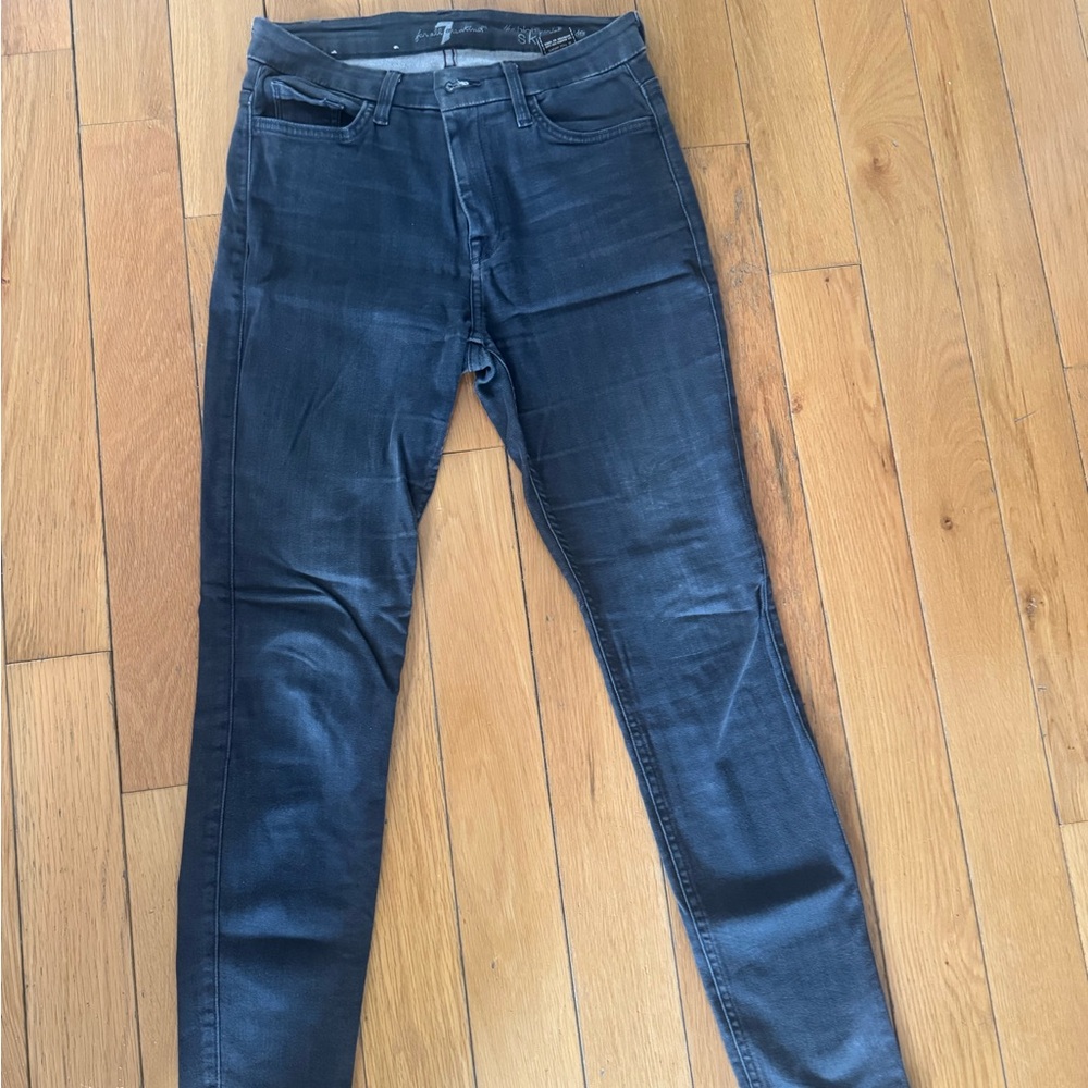 7 For All Mankind Women's Dark Grey Skinny Jeans